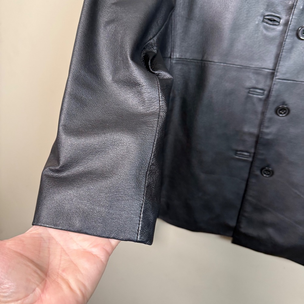 John Paul Richard Uniform Black Leather Structured Jacket Size 12 - Picture 13 of 16